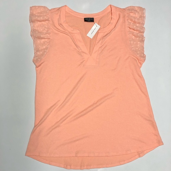 Lane Bryant Tops - Lane Bryant coral Cap Sleeve Knit Top Size-14/16